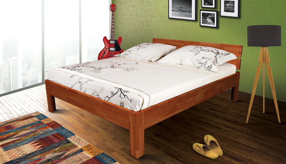 wooden bed queen